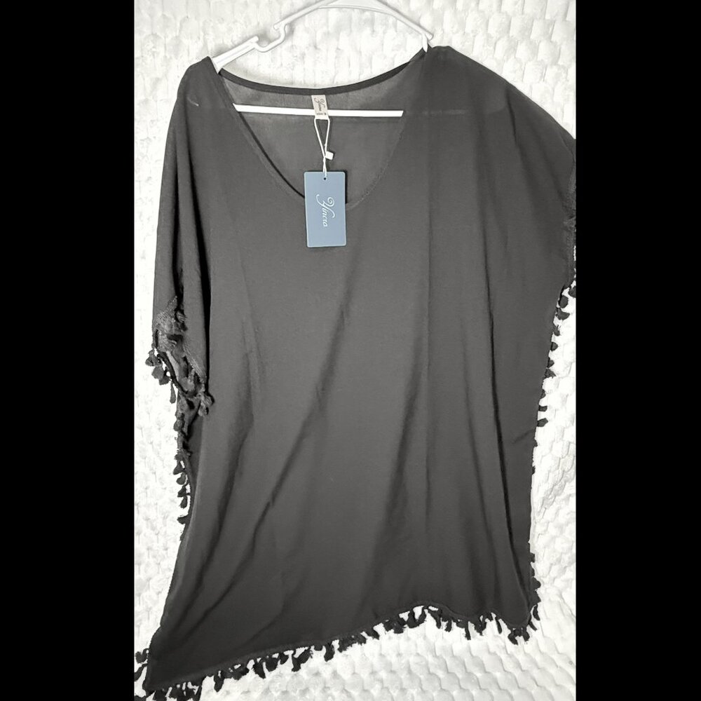 Yincro Women's Chiffon with Tassels Swimsuit Cover Up - Size B - 1XL - NWT